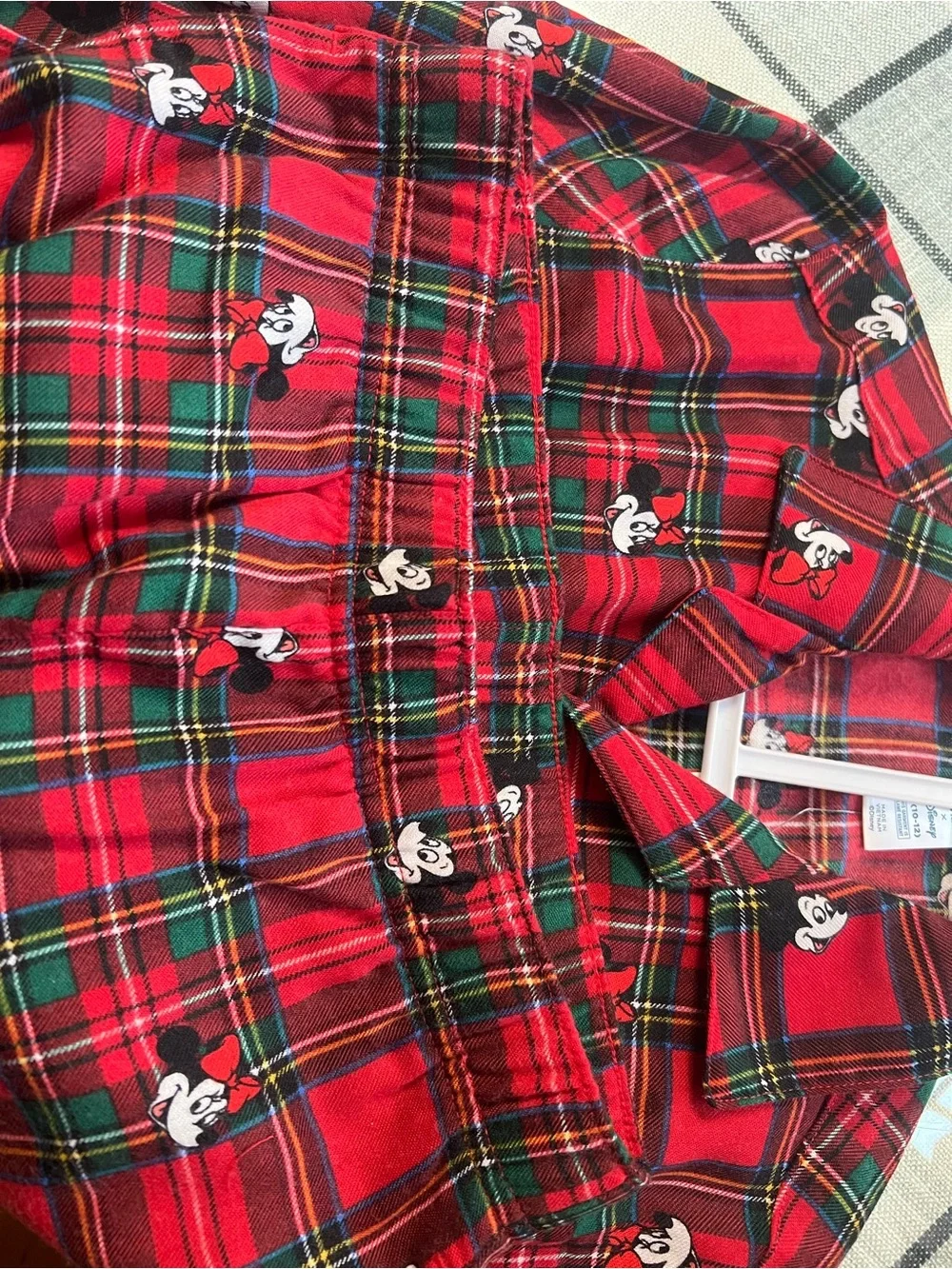 Disney- Red Plaid Kids Pajamas with Mickey Print-Unisex